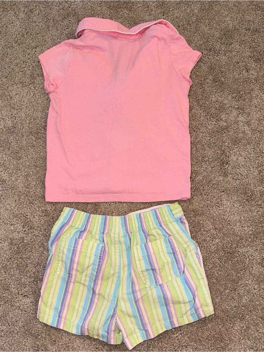 Circo Pink Polo Top with Pastel Striped Shorts 4T